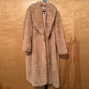 Eloquii Faux Fur Coat in Light Pink